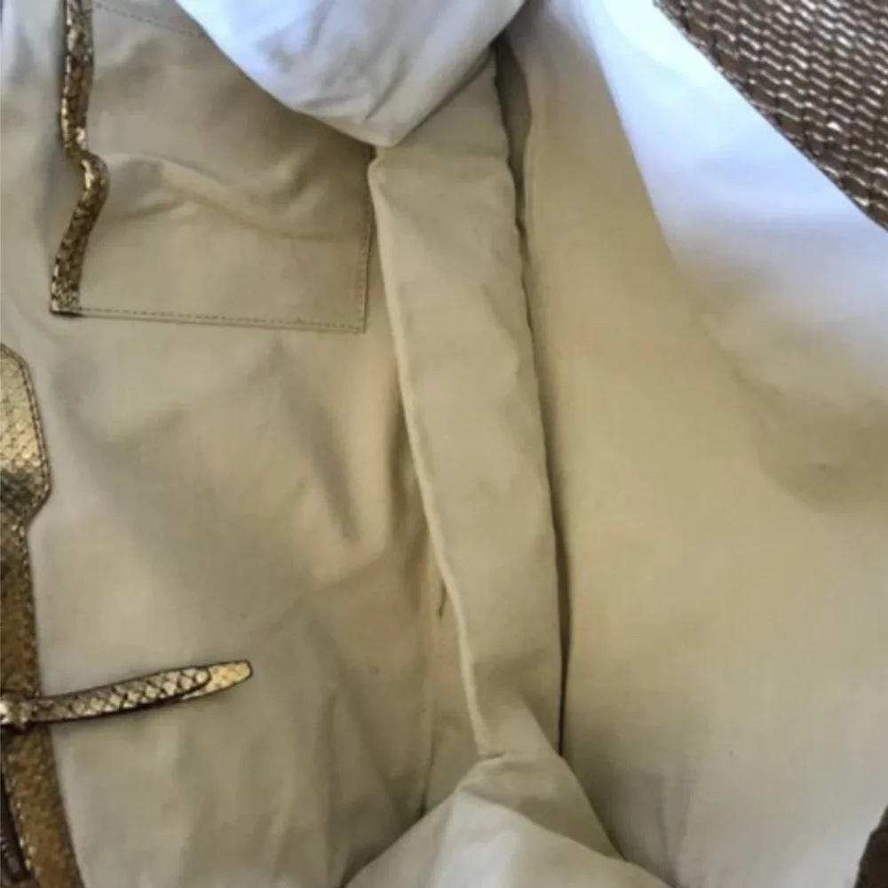 NWT Belstaff Satchel Shoulder Bag Purse Tote Gold - Picture 9 of 12